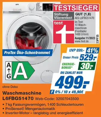 Expert AEG Waschmaschine L6FBG51470 Angebot