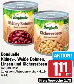 Hit Bonduelle Kidney-, Weiße Bohnen, Linsen und Kichererbsen Angebot