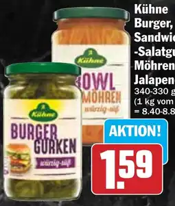 Hit Kühne Burger, Sandwich oder -Salatgurken, Bowl Möhren, Rotkraut, Jalapenos Angebot