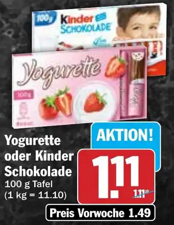 Hit Yogurette oder Kinder Schokolade Angebot