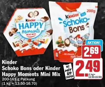 Hit Kinder Schoko Bons oder Kinder Happy Moments Mini Mix Angebot