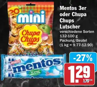 Hit Mentos 3er oder Chupa Chups Lutscher Angebot