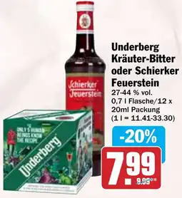 Hit Underberg Kräuter-Bitter oder Schierker Feuerstein Angebot