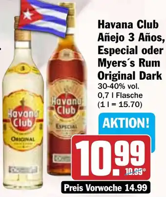 Hit Havana Club Añejo 3 Años, Especial oder Myers's Rum Original Dark Angebot