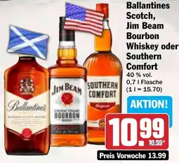 Hit Ballantines Scotch, Jim Beam Bourbon Whiskey oder Southern Comfort Angebot