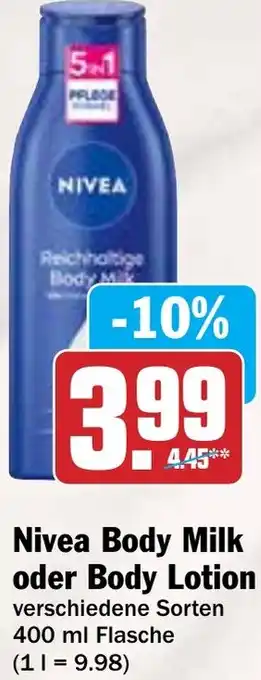 Hit Nivea Body Milk oder Body Lotion Angebot