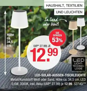 Hofmeister Led-solar-außen-tischleuchte Angebot