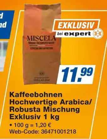 Expert Kaffeebohnen hochwertige arabica/robusta mischung exklusiv Angebot