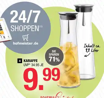 Hofmeister Bohemia cristal karaffe Angebot