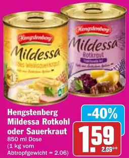 Hit Hengstenberg Mildessa Rotkohl oder Sauerkraut Angebot