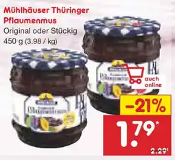 Netto Marken-Discount Mühlhäuser Thüringer Pflaumenmus Angebot