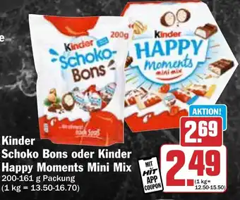 Hit Kinder Schoko Bons oder Kinder Happy Moments Mini Mix Angebot