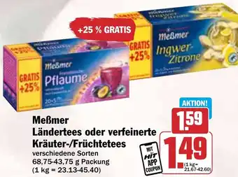 Hit Meẞmer Ländertees oder verfeinerte Kräuter-/Früchtetees Angebot