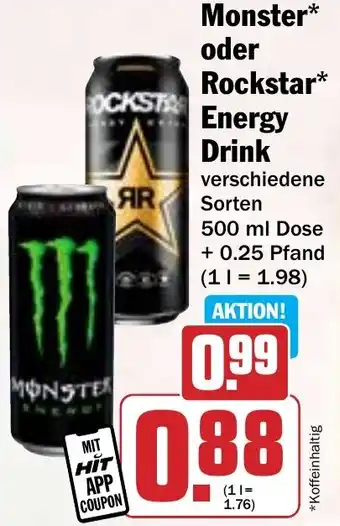 Hit Monster oder Rockstar Energy Drink Angebot