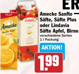 Hit Amecke Sanfte Säfte, Säfte Plus oder Lindavia Säfte Apfel, Birne Angebot