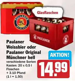 Hit Paulaner Weissbier oder Paulaner Original Münchner hell Angebot