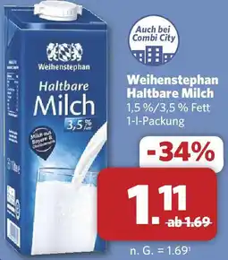 Combi Weihenstephan Haltbare Milch Angebot