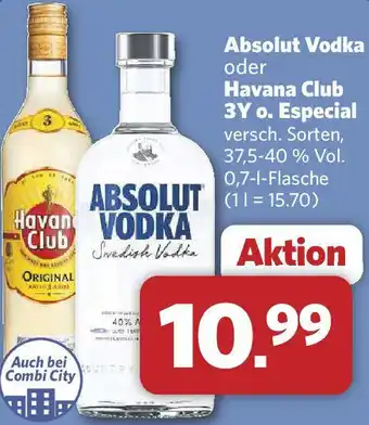 Combi Absolut Vodka oder Havana Club 3Y o. Especial Angebot