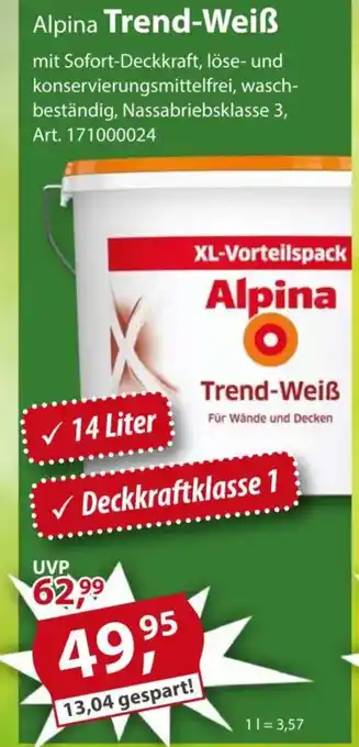 Sonderpreis Baumarkt Alpina Trend-Weiß Angebot