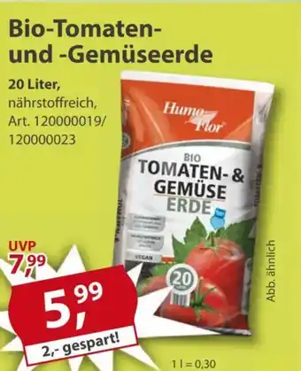 Sonderpreis Baumarkt Humo Flor Bio-Tomaten- und -Gemüseerde Angebot