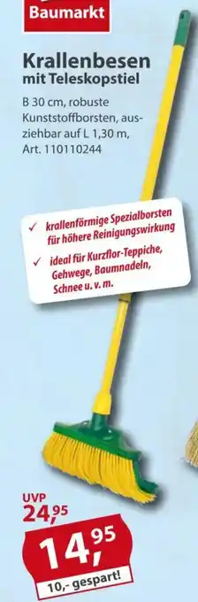 Sonderpreis Baumarkt Krallenbesen mit Teleskopstiel Angebot