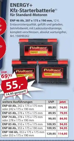 Sonderpreis Baumarkt ENERGY+ Kfz-Starterbatterie für Standard-Motoren Angebot