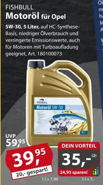 Sonderpreis Baumarkt FISHBULL Motoröl für Opel Angebot