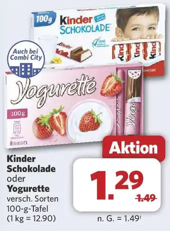 Combi Kinder Schokolade oder Yogurette Angebot