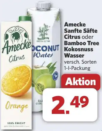 Combi Amecke Sanfte Säfte Citrus oder Bamboo Tree Kokosnuss Water Angebot