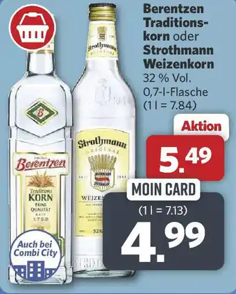 Combi Berentzen Traditions- korn oder Strothmann Weizenkorn Angebot