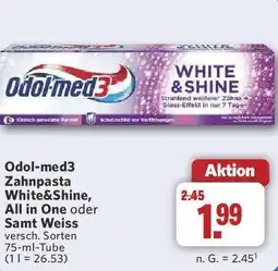 Combi Odol-med3 Zahnpasta White&Shine, All in One oder Samt Weiss Angebot