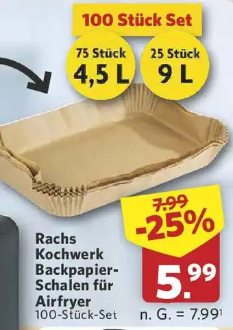 Combi Rachs Kochwerk Backpapier- Schalen für Airfryer Angebot