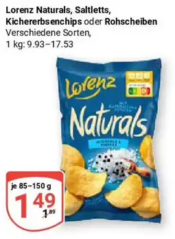 Globus Lorenz Naturals, Saltletts, Kichererbsenchips oder Rohscheiben Angebot