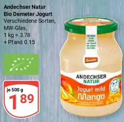 Globus Andechser Natur Bio Demeter Jogurt Angebot