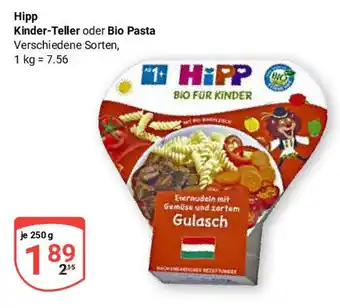 Globus Hipp Kinder-Teller oder Bio Pasta Angebot