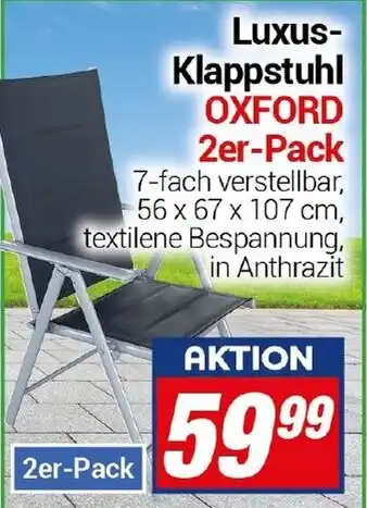 CENTERSHOP Luxus- Klappstuhl OXFORD 2er-Pack Angebot