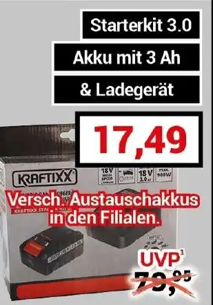 CENTERSHOP KRAFTIXX Starterkit 3.0 Akku mit 3 Ah & Ladegerät Angebot