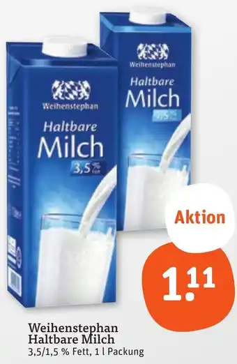 tegut Weihenstephan Haltbare Milch Angebot