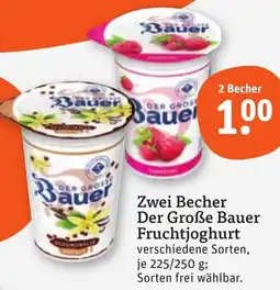 tegut Zwei Becher Der Große Bauer Fruchtjoghurt Angebot