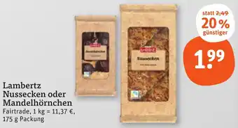 tegut Lambertz Nussecken oder Mandelhörnchen Angebot