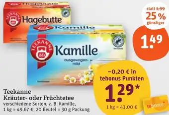 tegut Teekanne Kräuter- oder Früchtetee Angebot