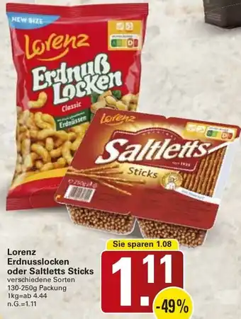WEZ Lorenz Erdnusslocken oder Saltletts Sticks Angebot