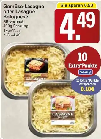 WEZ Gemüse-Lasagne oder Lasagne Bolognese Angebot