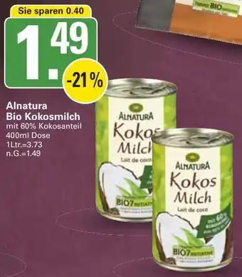 WEZ Alnatura Bio Kokosmilch Angebot