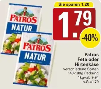 WEZ Patros Feta oder Hirtenkäse Angebot