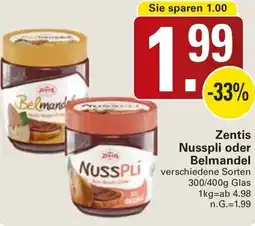 WEZ Zentis Nusspli oder Belmandel Angebot