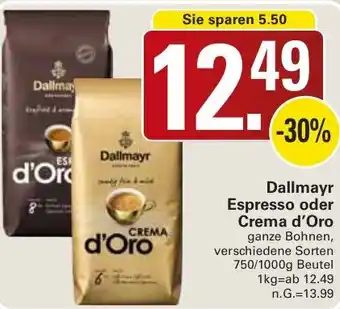 WEZ Dallmayr Espresso oder Crema d'Oro Angebot