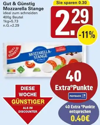 WEZ Gut & Günstig Mozzarella Stange Angebot