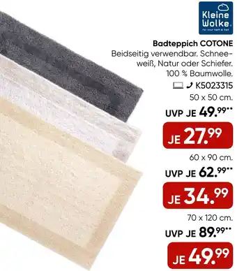 Galeria Kleine Wolke Badteppich COTONE Angebot