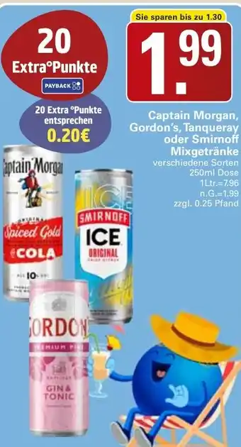 WEZ Captain Morgan, Gordon's, Tanqueray oder Smirnoff Mixgetränke Angebot